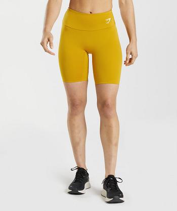 Szorty Damskie Gymshark Treningowe Cycling Żółte | PL 2365FDN